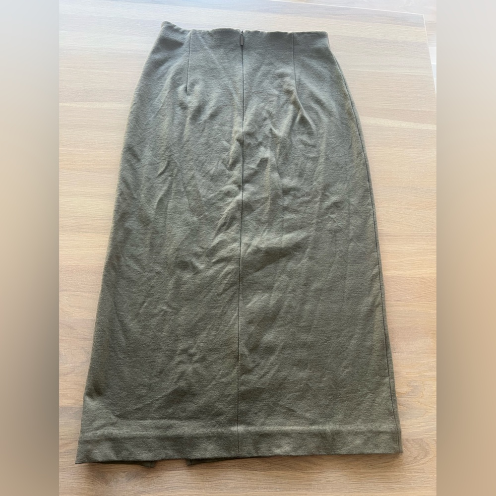 Tibi khaki olive Midi Skirt with Front Slit 4 - Picture 5 of 7